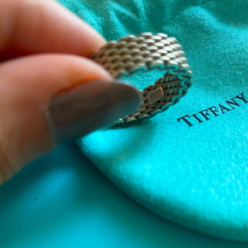 Tiffany and Co. Mesh Sterling silver ring size 7.